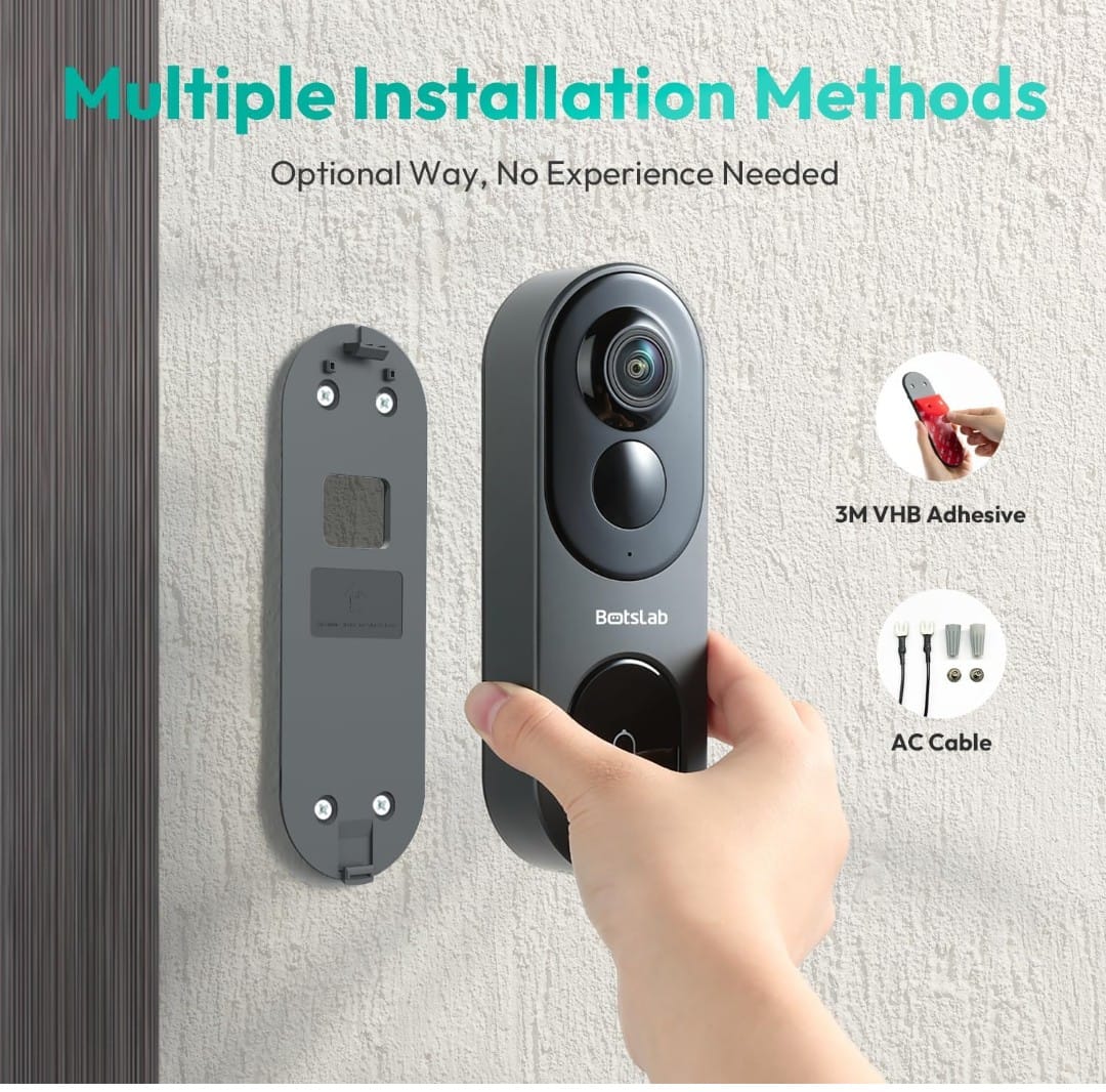 BOTSLAB 5MP Wireless Video Doorbell Camera
