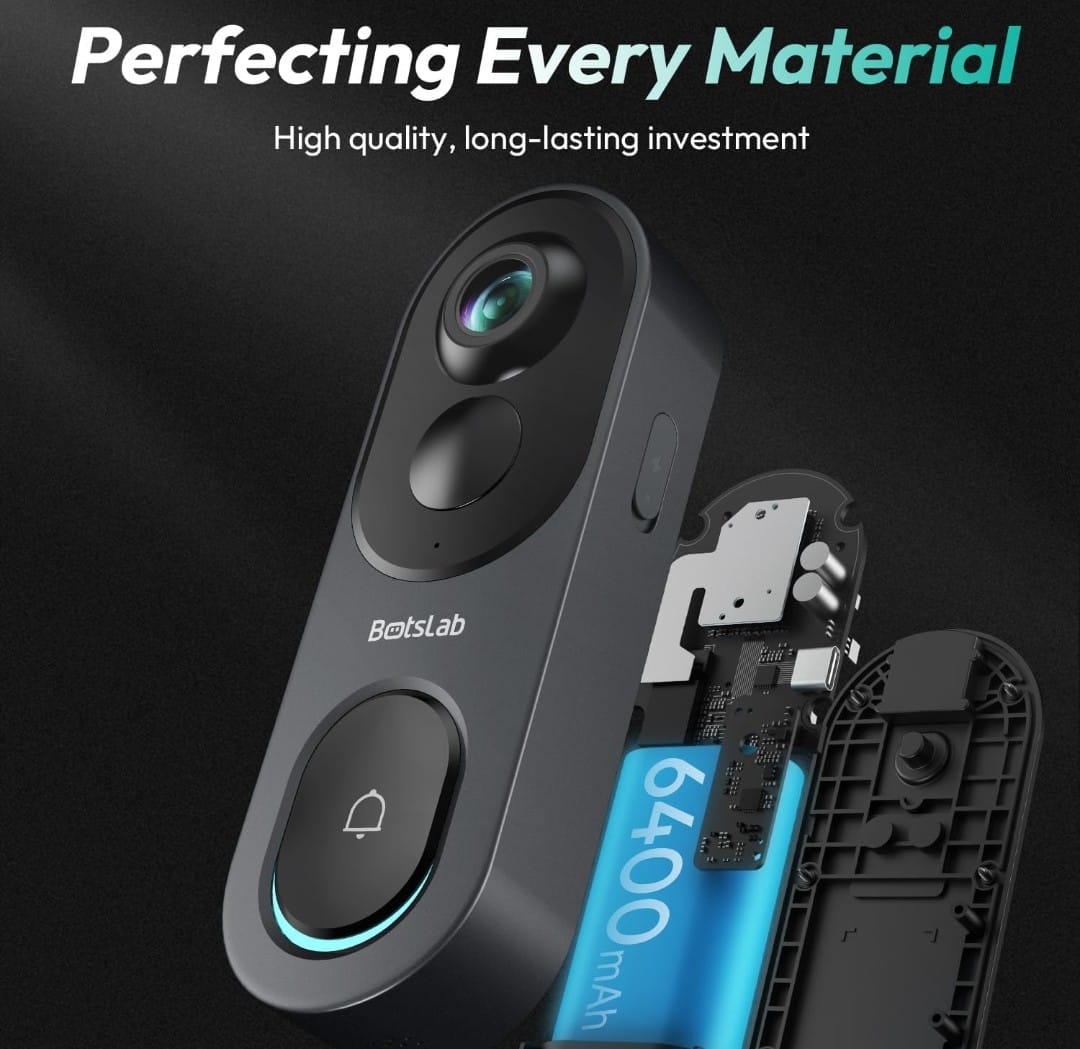 BOTSLAB 5MP Wireless Video Doorbell Camera
